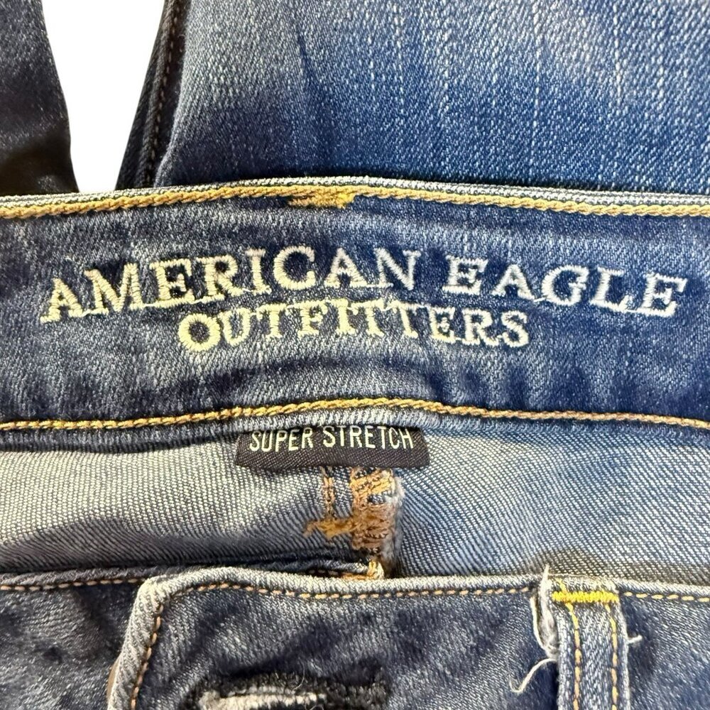 American Eagle Outfitters Super Stretch Jegging Jeans Size 10 Denim Blue Midrise - Picture 3 of 6